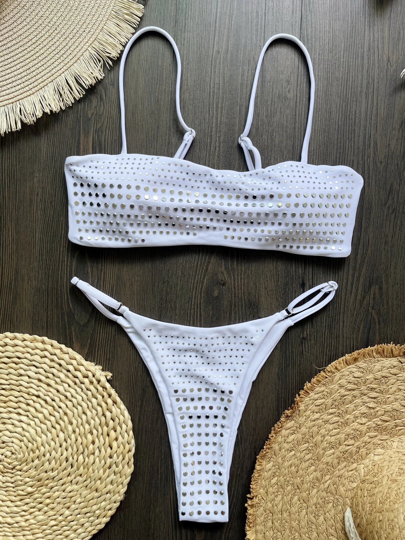 2025 Diamante Bikini Donne Sexy Costume Da Bagno A Fascia Biquini Push Up Costumi Da Bagno Femminile Lucido Costumi da Bagno Floreale Tuta Beachwear