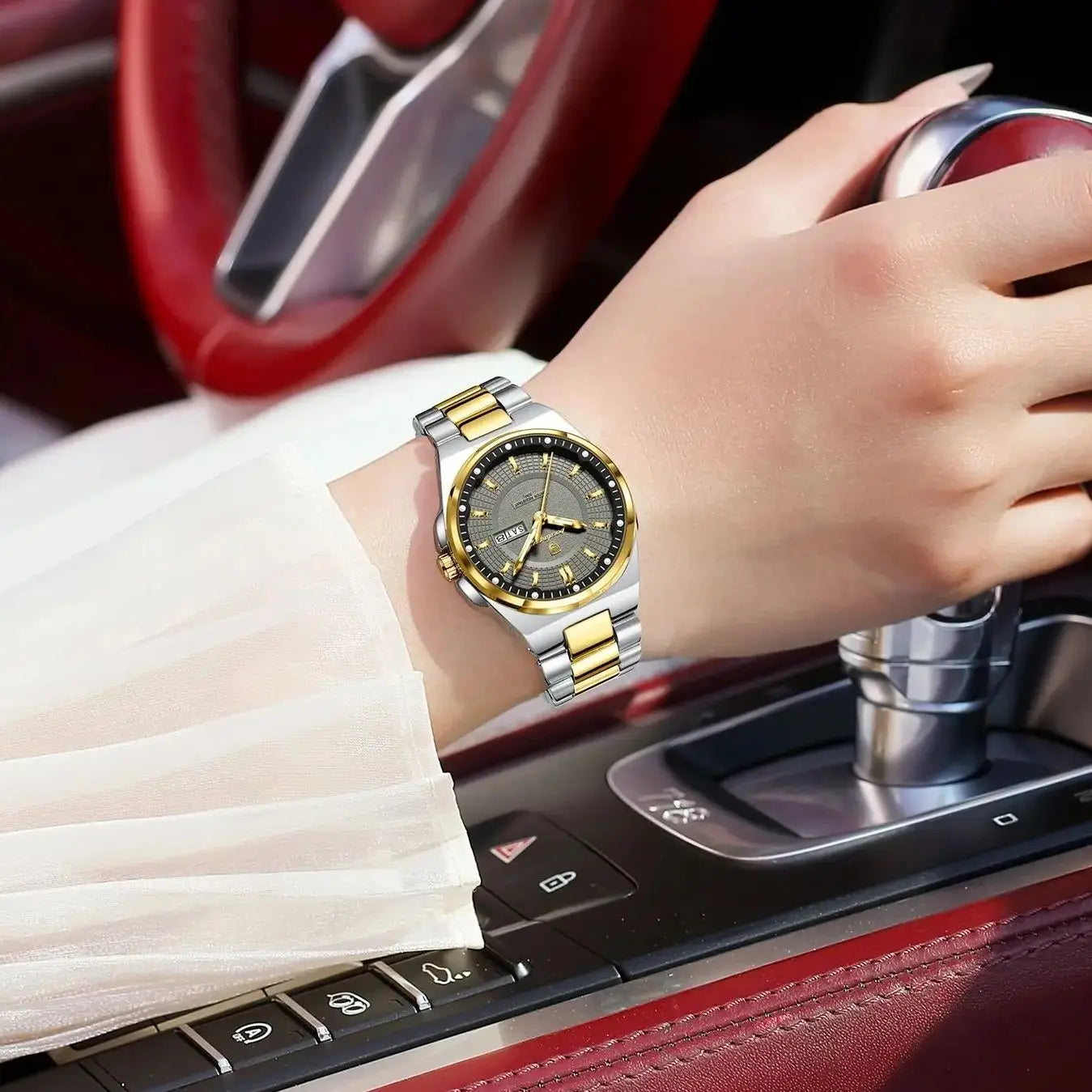 Orologio da Donna POEDAGAR Elegante con Data e Giorno della Settimana, Movimento al Quarzo, Acciaio Inossidabile, Luminoso e Impermeabile