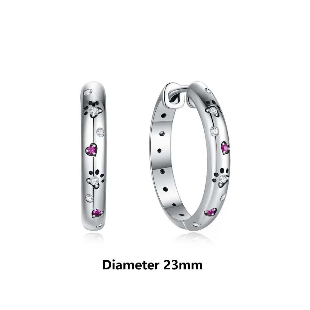 Orecchini Originali in Argento Sterling 925, Modello 2026, a Perno e a Cerchio con Cristalli, per Donna, in Oro Rosa, con Corona, Cuore, Infinito, Ape, Gioielli