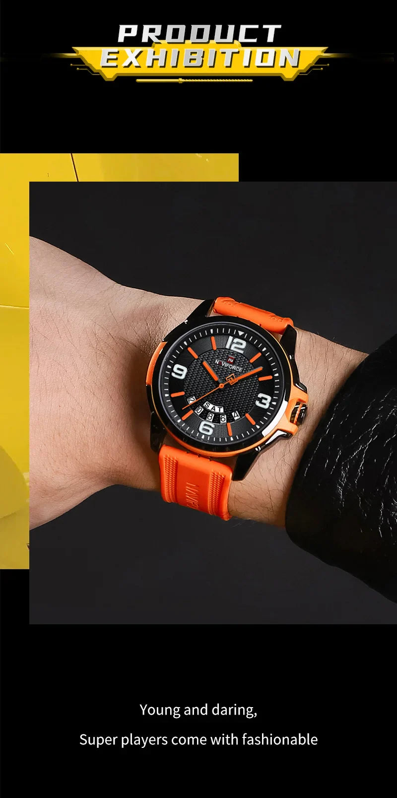 NAVIFORCE Creativo cinturino in TPU orologio da polso maschile moda sportiva 3ATM quarzo impermeabile giorno e data display orologi da uomo Reloj Hombre