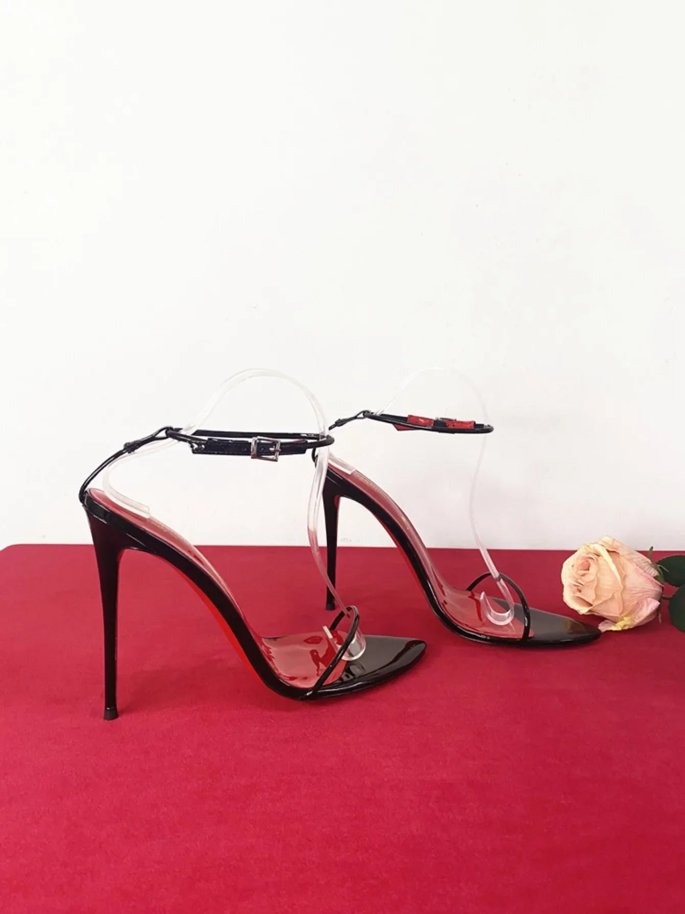 New 12cm Minimalist Ultra-fine Straight Strap High-heeled Shoes with Sexy Ankle Straps Plus Size Slim Heel Bed Sandals Women's
