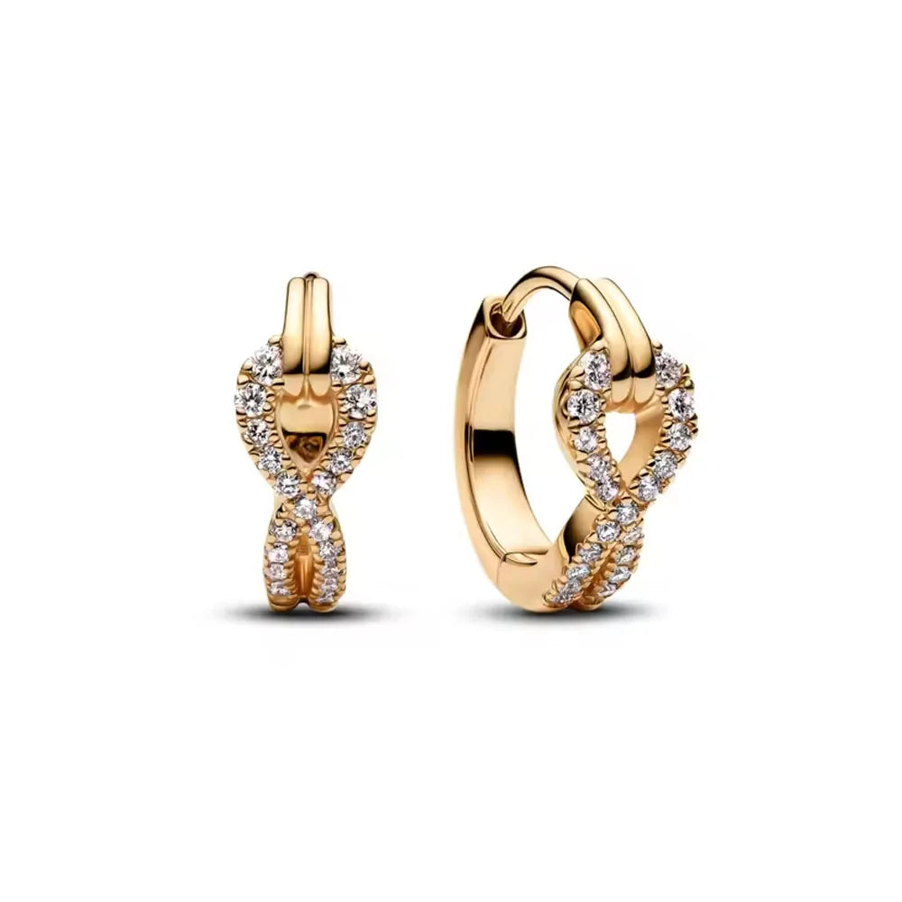 2025 Orecchini a cerchio in cristallo per le donne Orecchini gioielli Farfalla rosa Bule Moon Star Orecchini originali in argento sterling 925