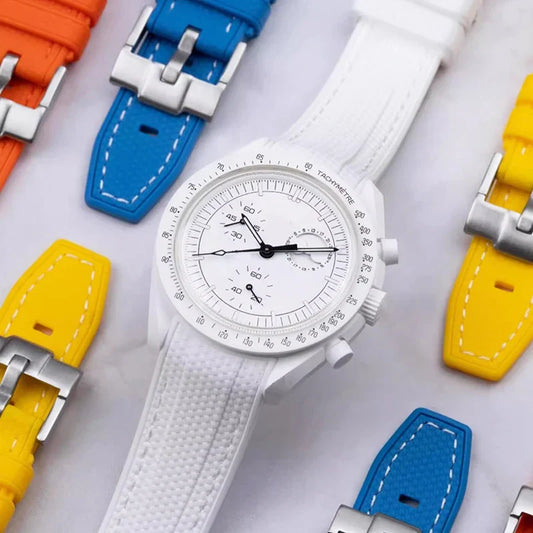 Cinturino in gomma per Swatch X Omega Joint MoonSwatch Cinturino sportivo impermeabile da 20 mm Cinturino con estremità curva in silicone per uomo donna