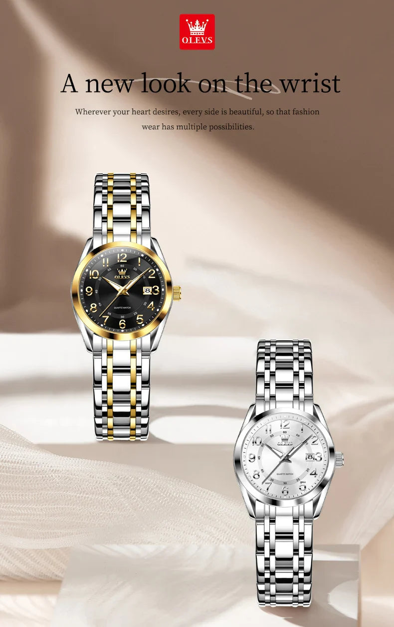 OLEVS 3666 Orologi da Donna Originali al Quarzo Impermeabili Luminosi Regalo per Donna Cronografo con Data Reloj Mujer