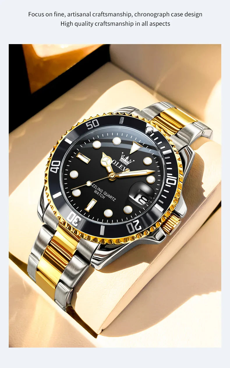 OLEVS 5885 Orologio da uomo Orologio al quarzo impermeabile di marca originale Cinturino in acciaio inossidabile Data automatica Orologi da regalo da uomo per uomo