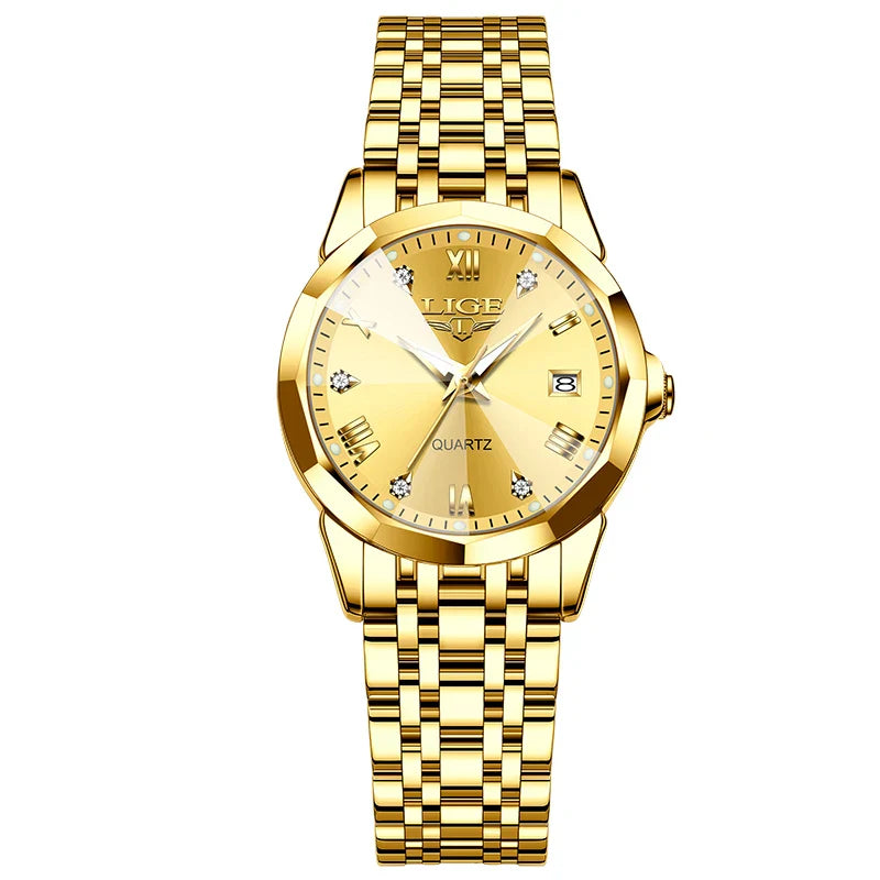 LIGE Orologio al Quarzo di Lusso per Donna, Elegante Bracciale Luminoso e Impermeabile, Regalo Ideale