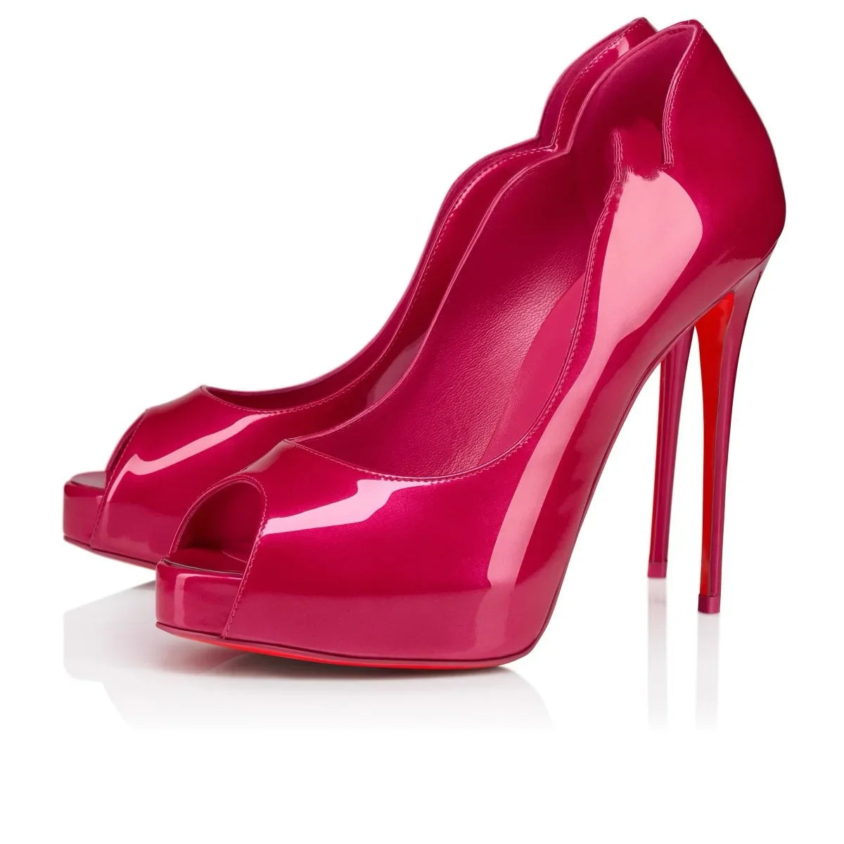New Women's Open Toed Patent Leather  High Heels Shoes Ladies  Slim High Heels Fishmouth Shoes Sexy Party Shoes