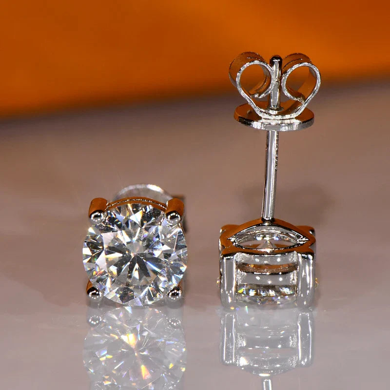IOGOU 3mm/4mm/5mm/6.5mm/8mm/9mm/10mm/11mm Certificato D VVS1 Moissanite Orecchini con perno 925 Orecchini in argento per le donne Uomini Gioielli