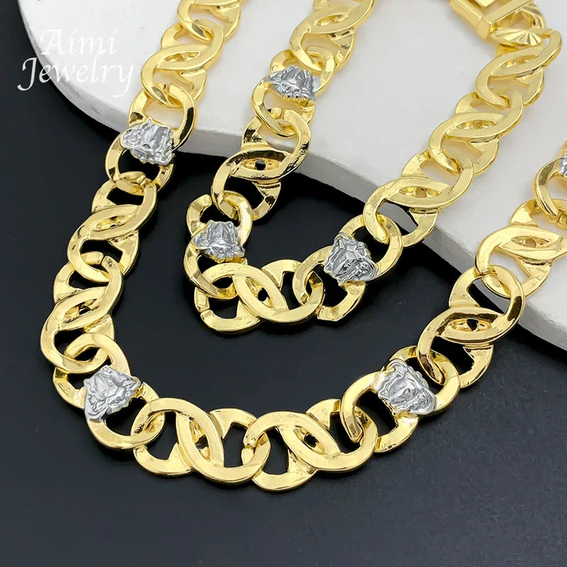 Set di Gioielli Originali per Uomo, Collana e Bracciale Hip Hop Placcati in Oro, Gioielleria alla Moda per Feste, Uso Quotidiano e Regali
