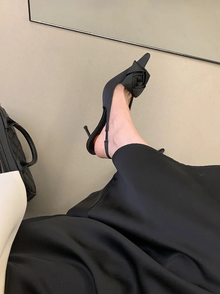 Aneikeh Summer Street Style Elegant Sexy Flower Designer Pointed Toe High Heels Women Shallow Fashion Pumps Banquet Dress Shoes