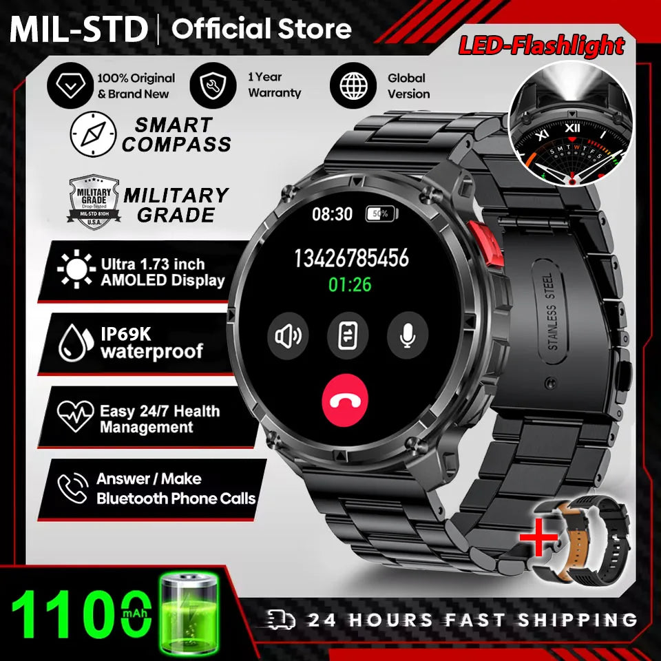 Nuovo T-Rex3 Ultra 1100mAh Batteria Smart Watch GPS Track Bussola IP69K Impermeabile Sport tracker All'aperto Militare Smartwatch