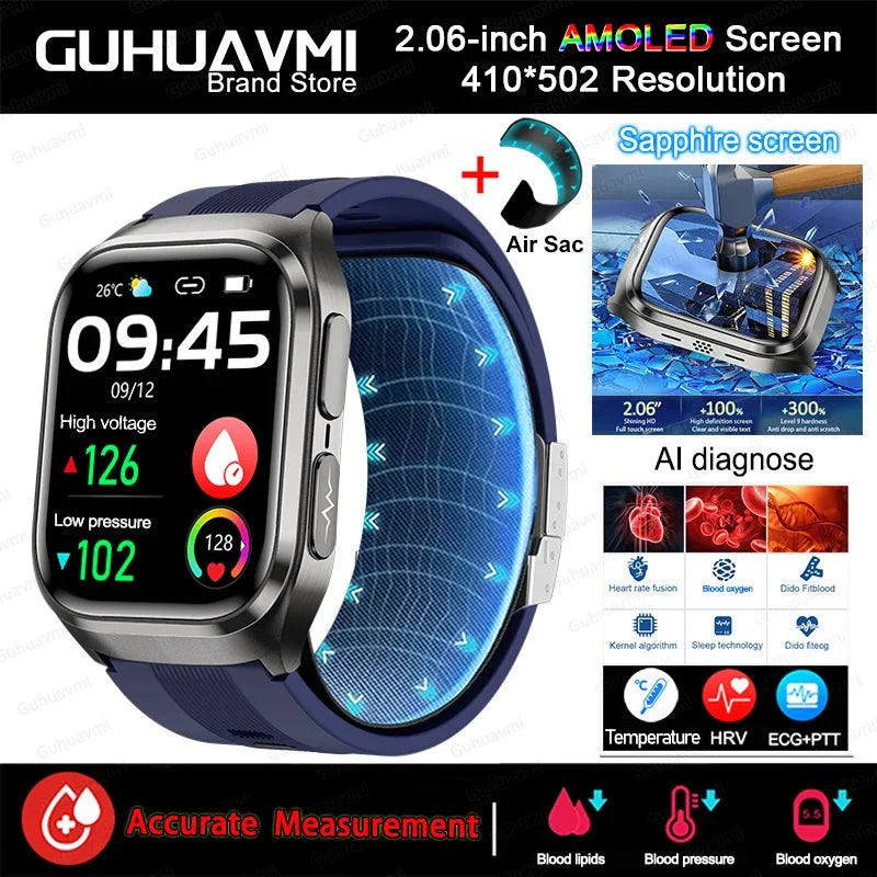 2026 Nuovo aggiornamento AI diagnostico Airbag pressione sanguigna precisa salute SmartWatch acido urico ECG lipidi nel sangue Smartwatch uomo donna