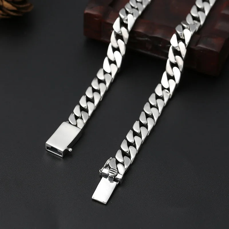 100% S925 Collana in argento sterling Bracciale Punk S925 Gioielli in argento Non sbiadisce mai Carry certificato Uomo Donna Gioielli Regali