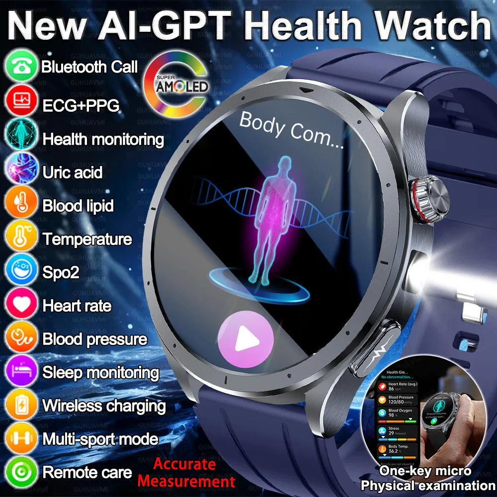 Nuovo Smartwatch 2026 per Analisi del Grasso Corporeo, ECG+PPG, Acido Urico, Pressione Sanguigna, Ossigeno nel Sangue, Orologio con Chiamate per Uomini e Donne