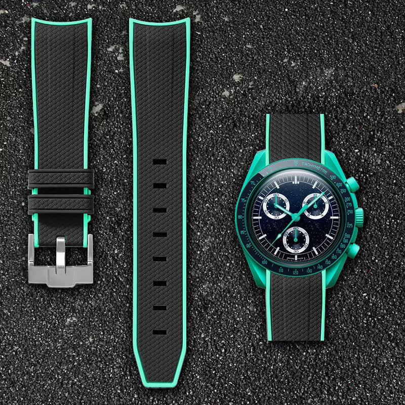 Per Omega Swatch 20mm Curva cinturino per orologio Speedmaster MoonSwatch Planet Snoopy cinturino cinturino a sgancio rapido braccialetto in gomma
