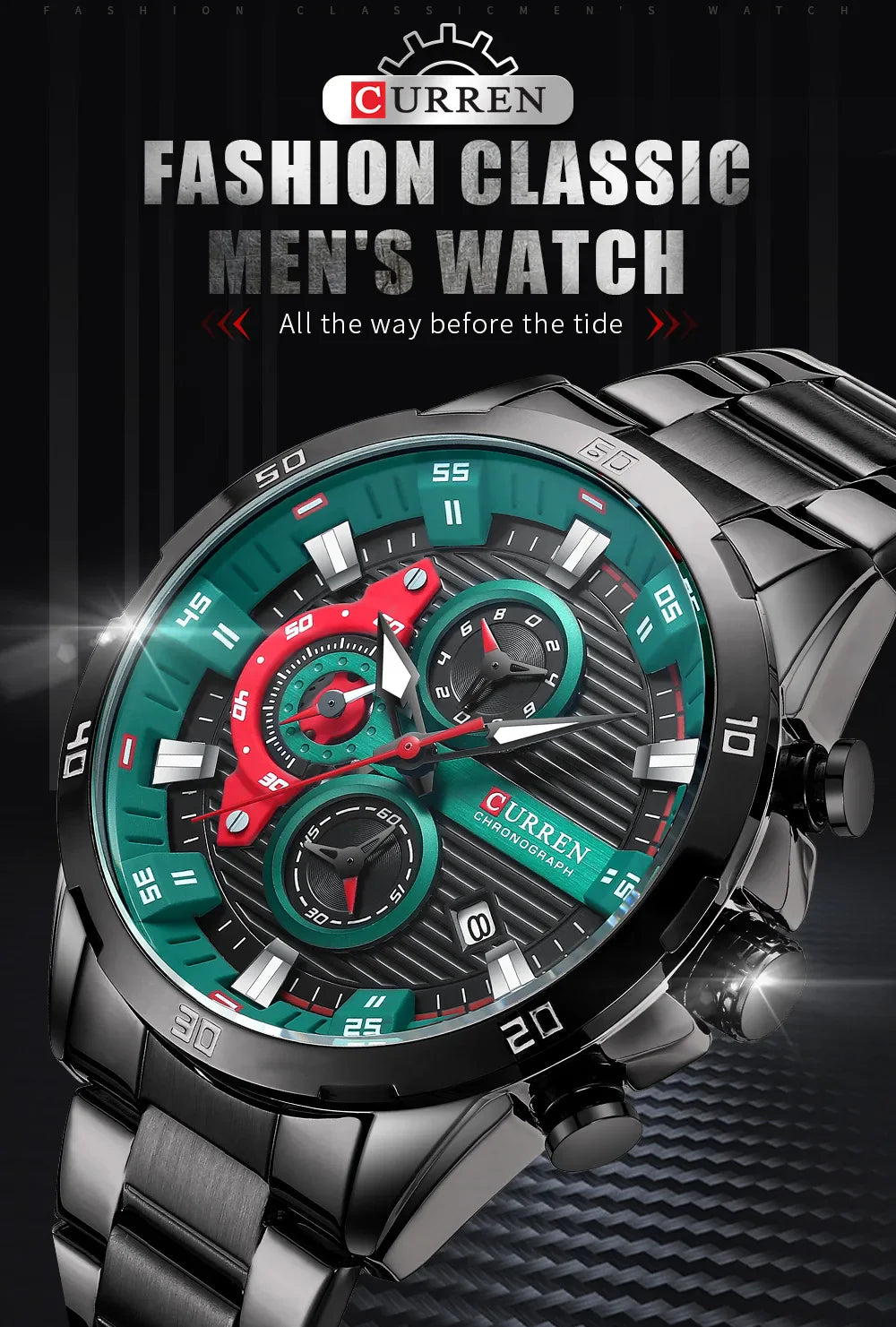 CURREN 8402 Orologio da uomo in acciaio inossidabile Moda creativa Quadrante luminoso con cronografo Orologio da uomo di lusso per il tempo libero reloj hombre