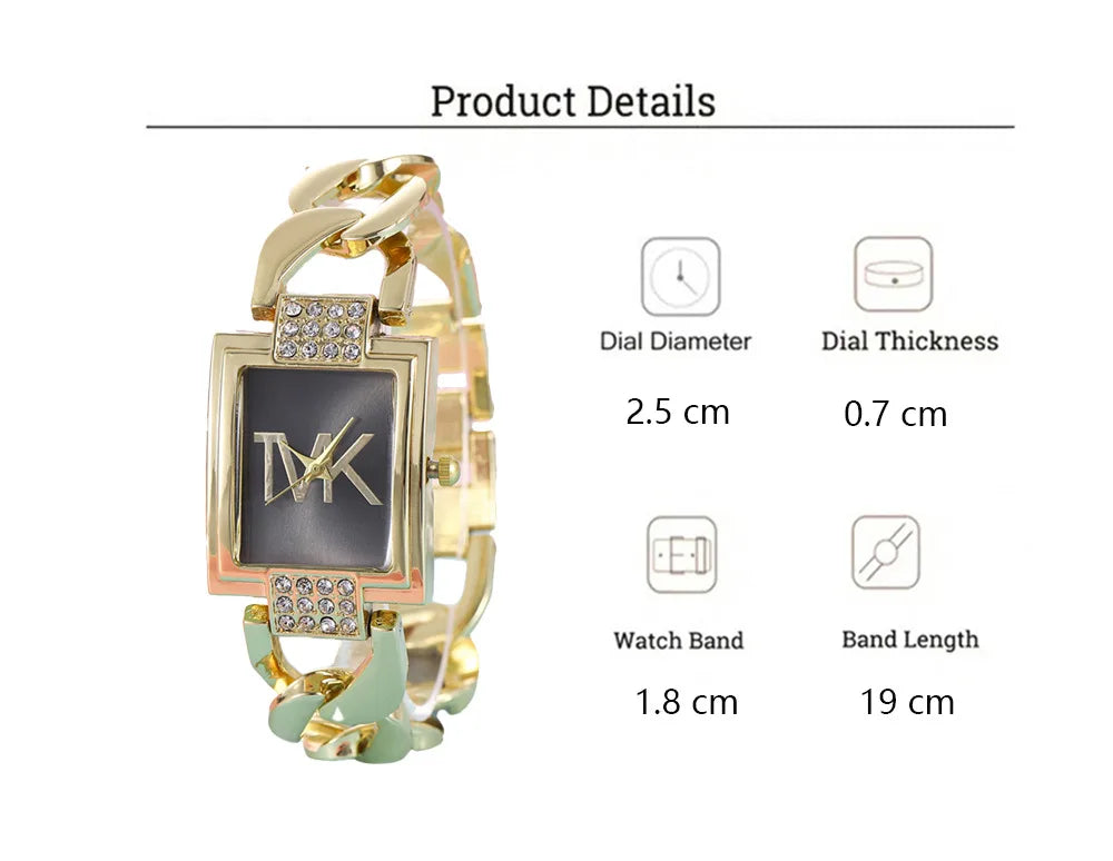 UTHAI Orologio da donna con diamanti quadrati intarsiati quadrati leggeri Orologi al quarzo moda di lusso Orologio da polso da donna con cinturino in metallo Orologio da ragazza