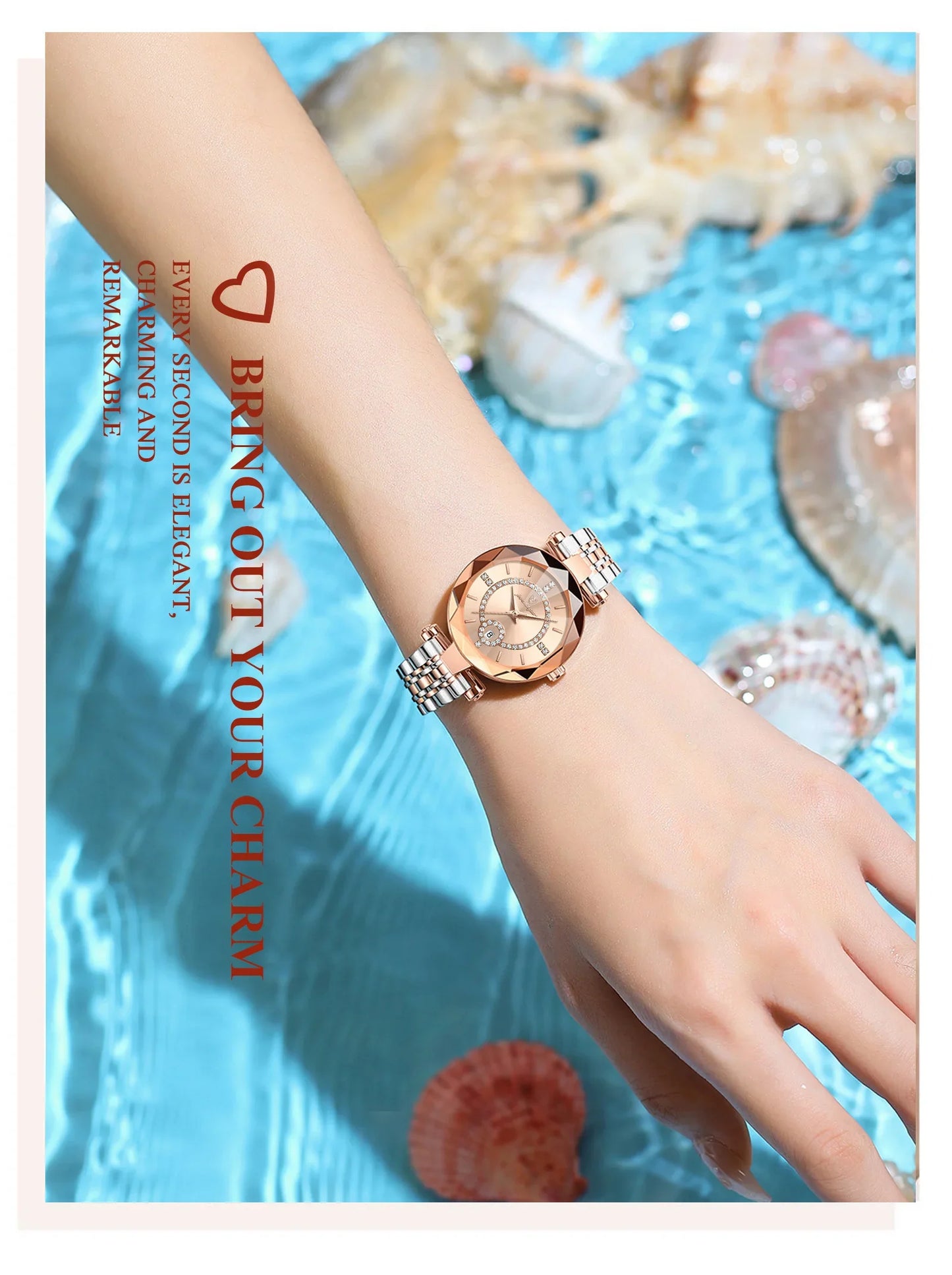 POEDAGAR Orologio da polso originale alla moda per donna Orologio da donna al quarzo con data in acciaio inossidabile impermeabile Orologi da donna casual di lusso