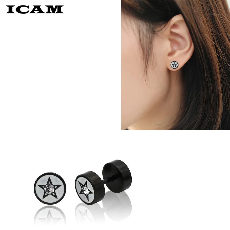 ICAM Orecchini in acciaio inossidabile al titanio medico stile punk Donna Uomo Bilanciere Manubri Punk Gotico Orecchino penetrante per uomo