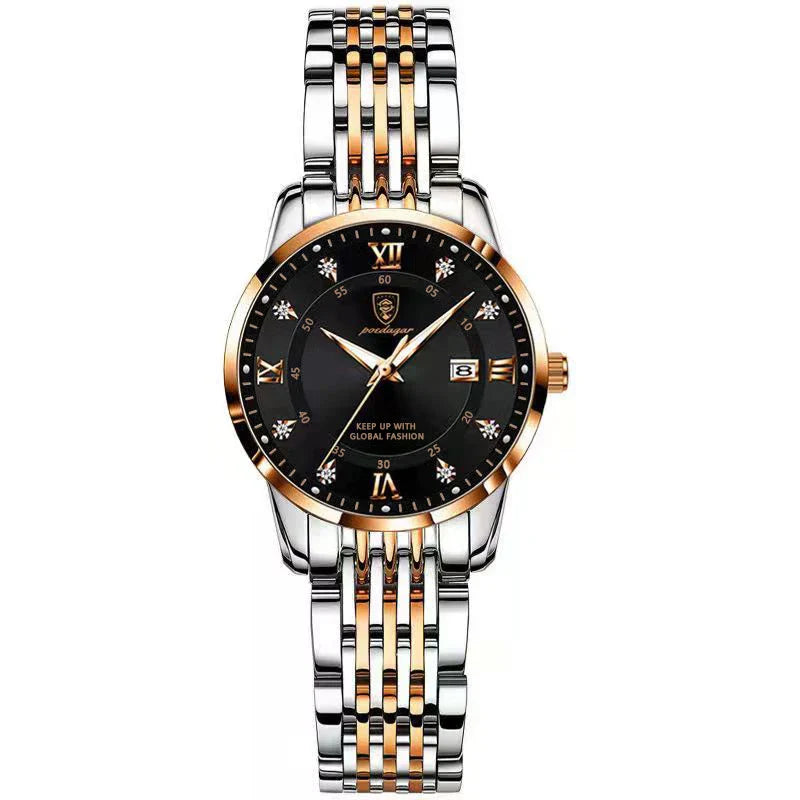 POEDAGAR Orologio da donna di lusso Orologio da donna impermeabile in acciaio inossidabile con data luminosa Orologi al quarzo da donna semplici e casual alla moda