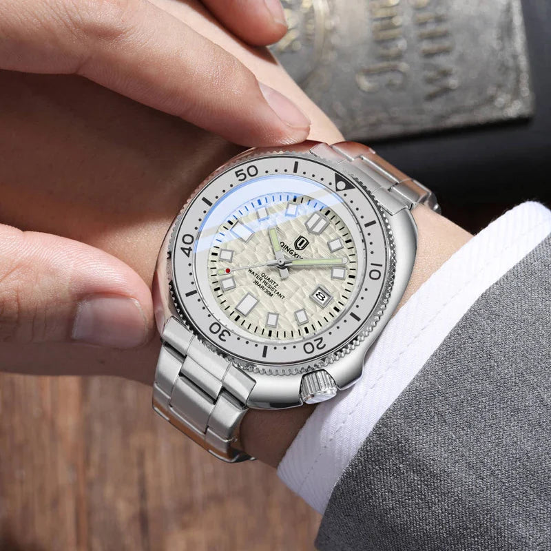 QINGXIYA Orologi al quarzo da uomo di lusso delle migliori marche Cinturino in acciaio inossidabile di alta qualità Orologio sportivo di moda con data luminosa impermeabile