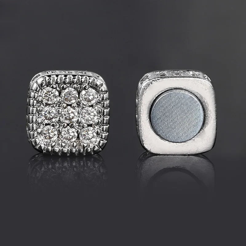Orecchini finti Ice Out per uomo donna Forte magnete magnetico in acciaio inossidabile non penetrante Accessori per gioielli di moda Hip Hop Rock
