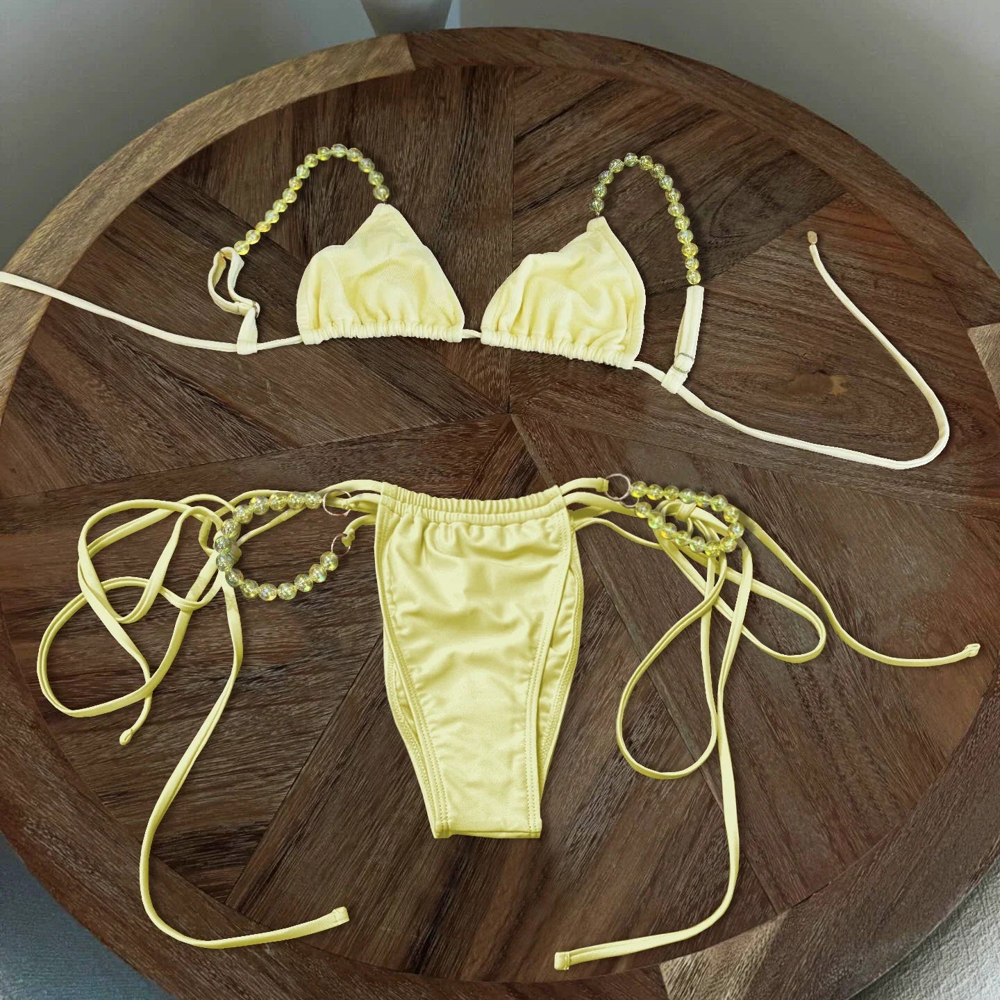 Perline Bikini 2025 Costume da bagno donna sexy Costumi da bagno femminili Micro bikini Set costume da bagno a fascia Beachwear Rosa brasiliano Biquini