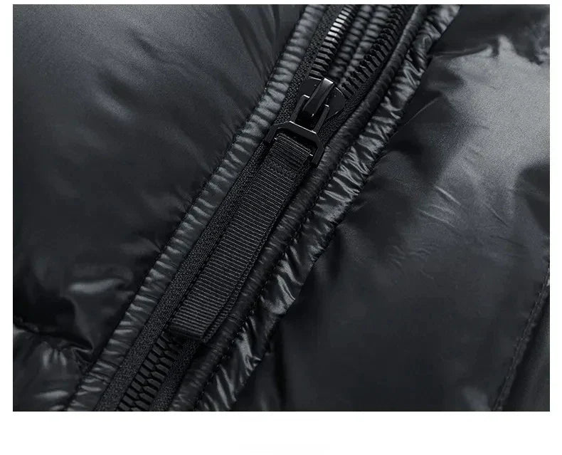 -30 ℃ Cold-proof Long Down Jacket Men's Light Luxury Black Gold Lightweight 95% Goose Down Jacket Unisex Winter Warm Hooded Coat