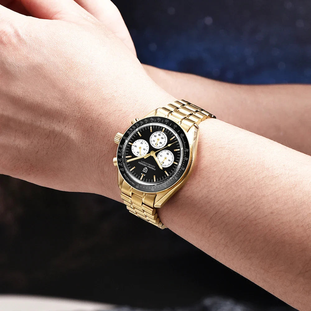 Nuovo Orologio da Uomo PAGANI DESIGN Golden Moon 2026, Orologio al Quarzo di Lusso, Cronografo Sportivo, Vetro Zaffiro AR, Impermeabile, Regalo