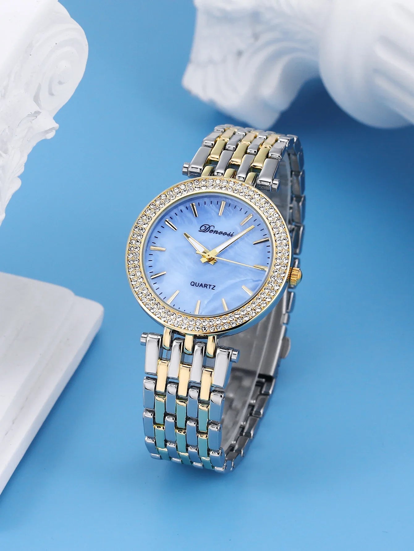 Orologio al quarzo da donna DENVOSI Orologio da polso da donna All-match con montatura di diamanti di lusso elegante e alla moda delle migliori marche