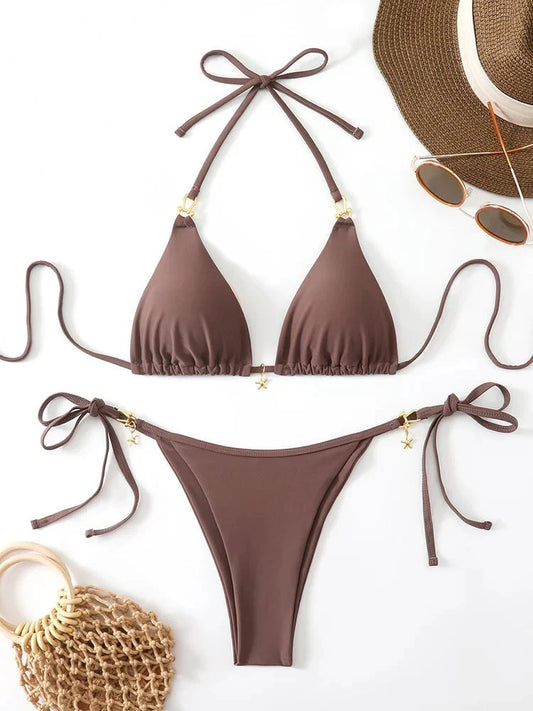 Micro Bikini Triangolare Sexy 2026, Costume da Bagno da Donna, Abbigliamento da Spiaggia, Set Bikini a Due Pezzi con Perizoma Estivo