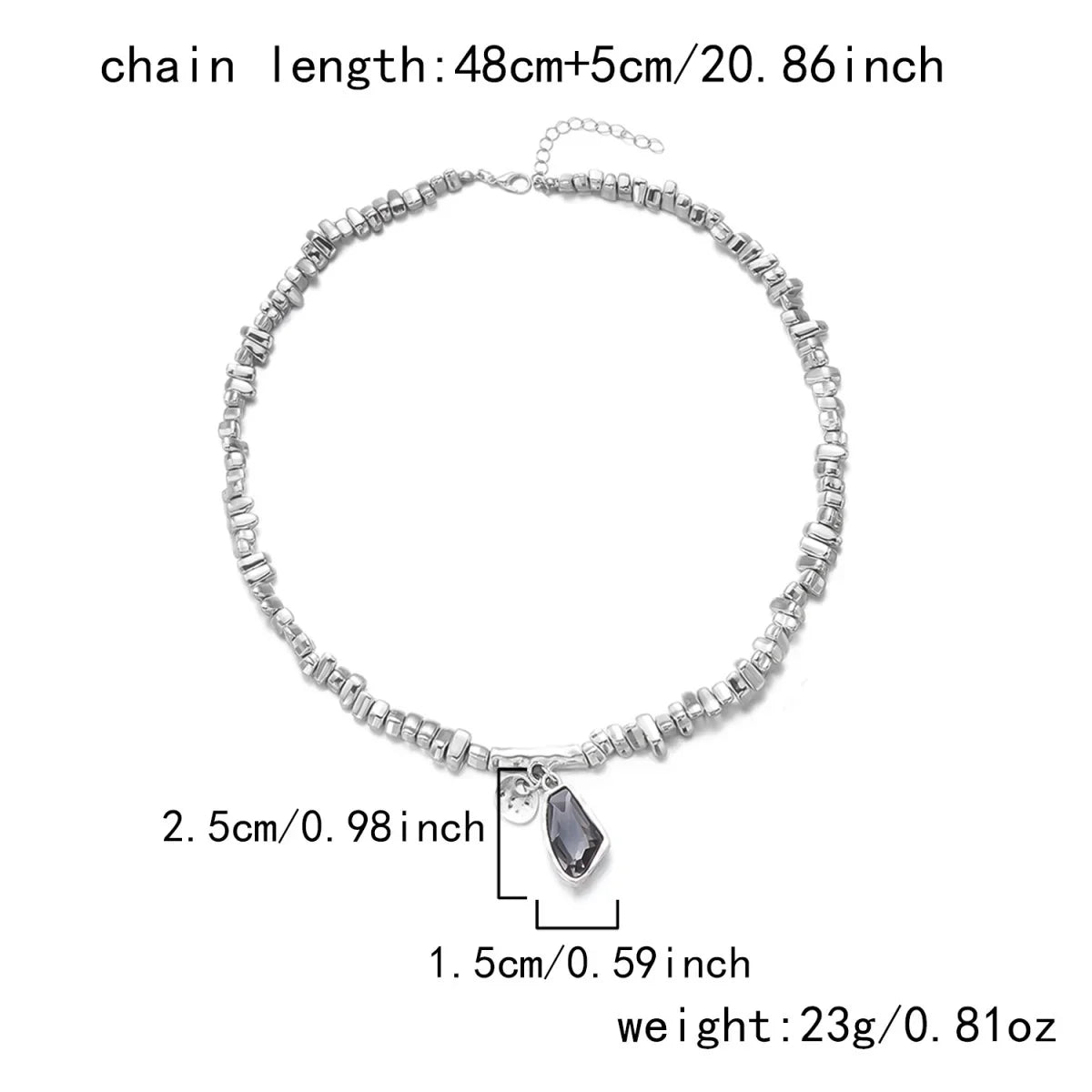 Set di bracciali con collana con pendente in cristallo grigio irregolare semplice barocco Set di gioielli con perline color argento estetico delicato per donna uomo