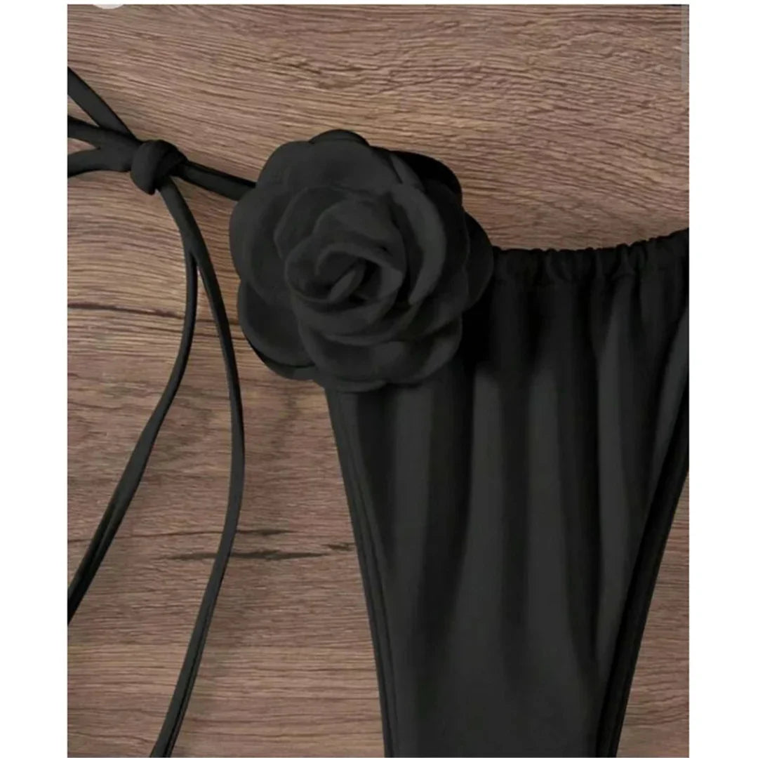 Costume da Bagno Sexy con Fiori e Fascia, Bikini a Perizoma 2025, Costumi da Bagno Donna con Lacci, Set Bikini Brasiliano, Biquini Mujer