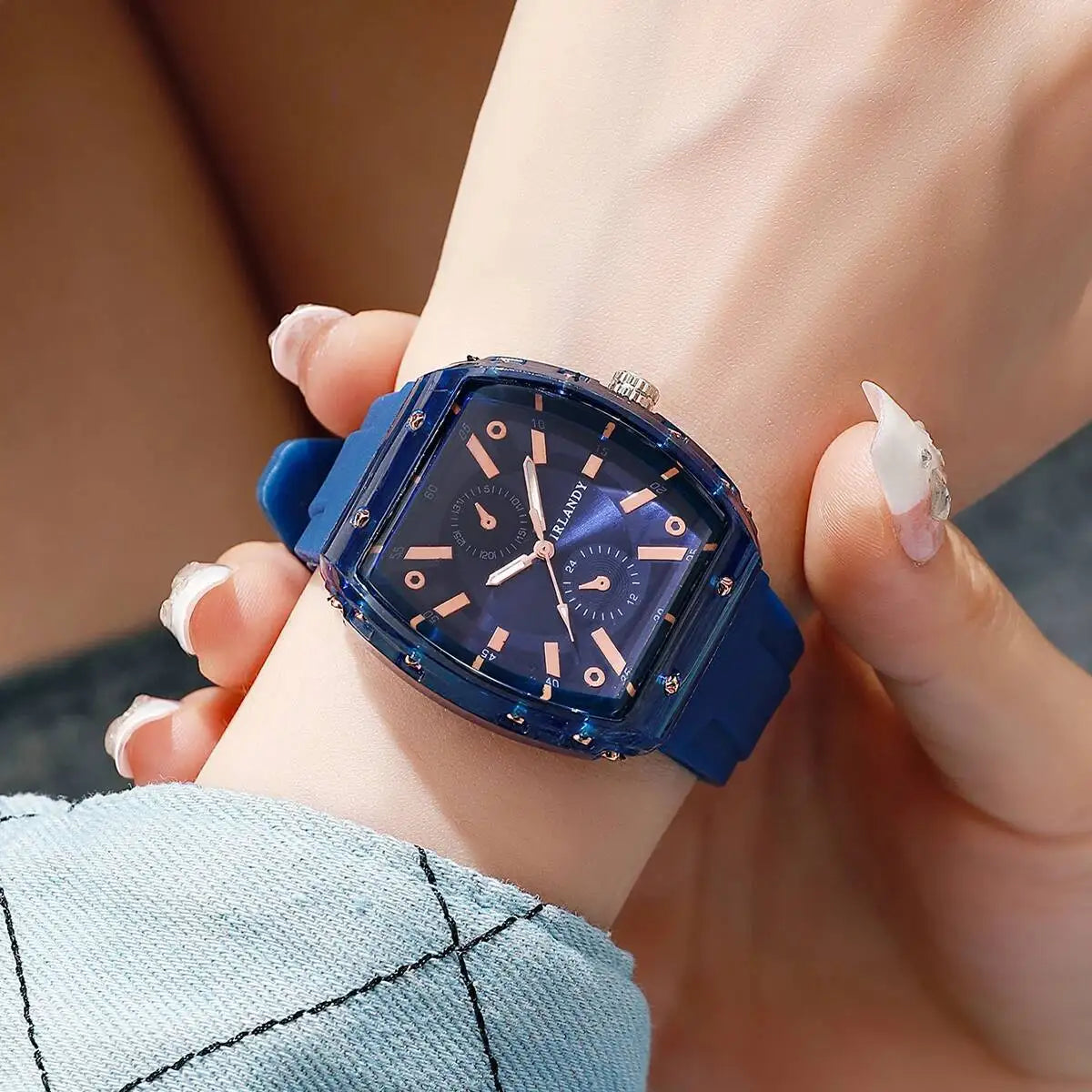 Orologi da donna alla moda Orologi da polso al quarzo da donna con cinturino in silicone casual per ragazze Orologio Reloj Mujer (senza scatola)
