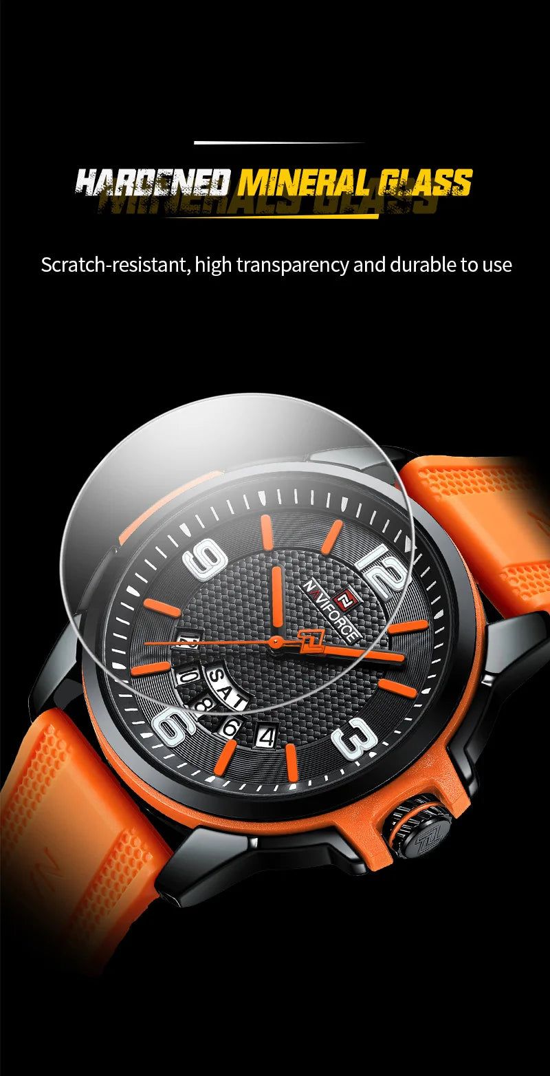 NAVIFORCE Creativo cinturino in TPU orologio da polso maschile moda sportiva 3ATM quarzo impermeabile giorno e data display orologi da uomo Reloj Hombre