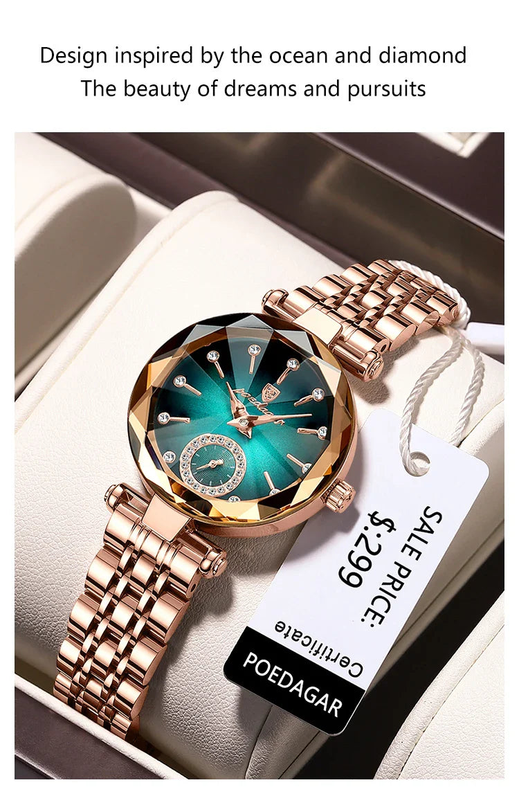 POEDAGAR Orologi al quarzo da donna eleganti di lusso Orologio impermeabile in acciaio inossidabile per donna Orologio da polso da donna alla moda casual reloj
