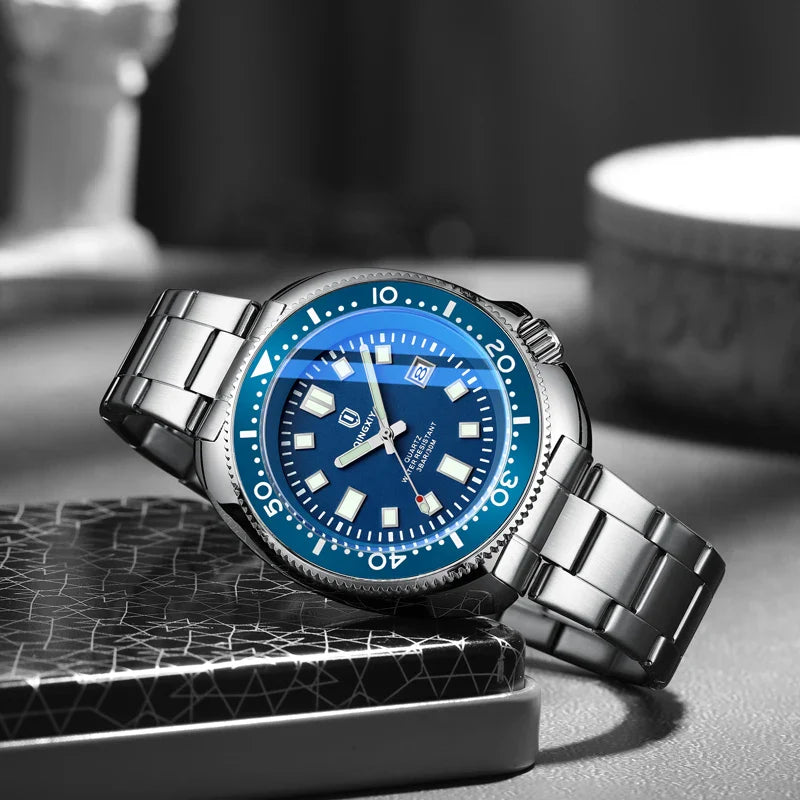 QINGXIYA Orologi al quarzo da uomo di lusso delle migliori marche Cinturino in acciaio inossidabile di alta qualità Orologio sportivo di moda con data luminosa impermeabile