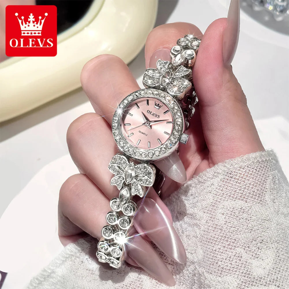 OLEVS 5887 Orologi da donna Elegante orologio al quarzo originale Orologi luminosi impermeabili per regalo donna Cinturino con diamanti Reloj Mujer