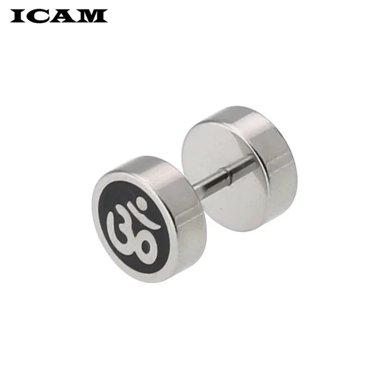 ICAM 1 paio di semplici manubri in acciaio inossidabile uomo/donna orecchini a bottone stile Punk moda acciaio 316L gioielli da uomo regalo 3 colori