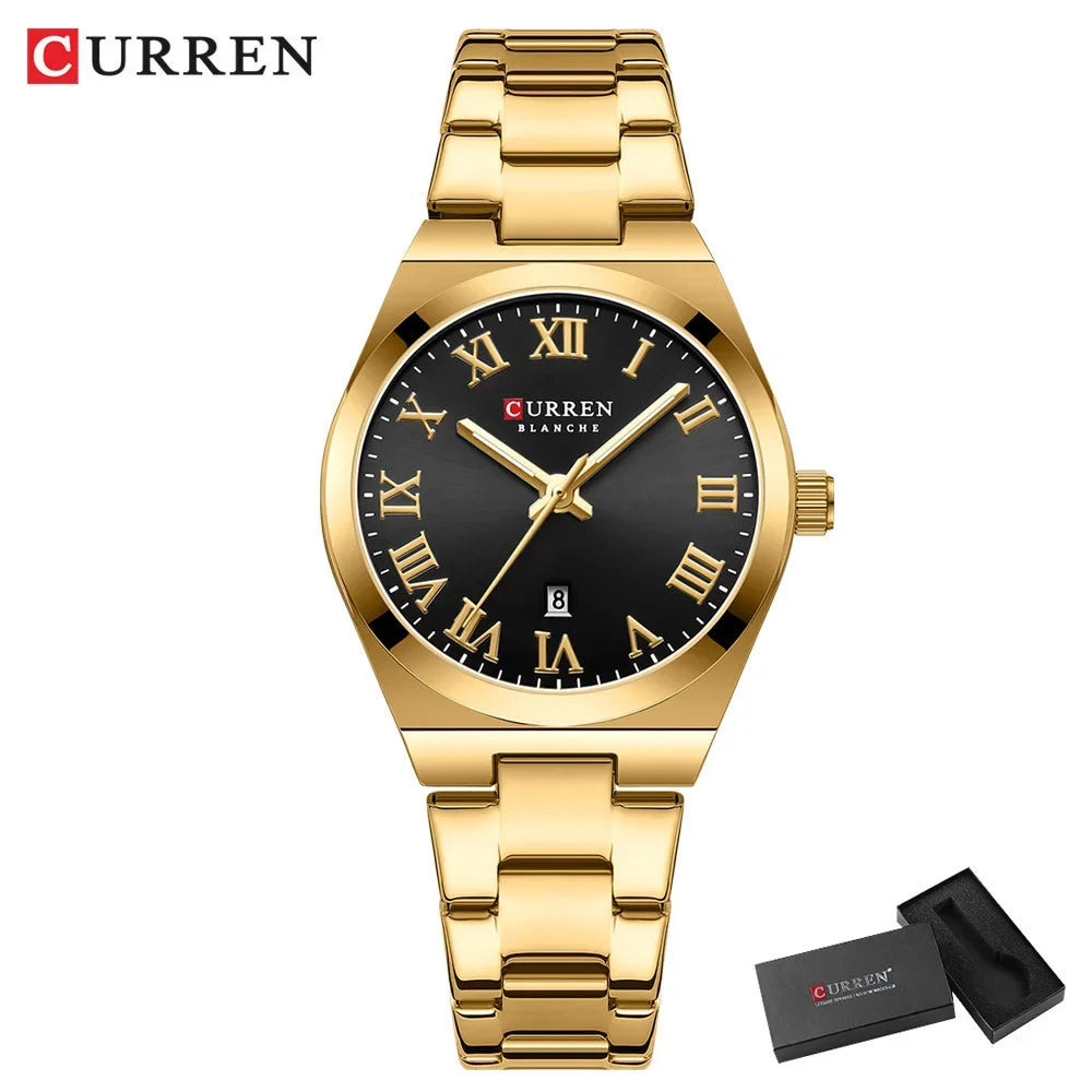 CURREN Orologio da donna, Orologi da donna, Orologi da donna, Abito alla moda impermeabile Bracciale in acciaio inossidabile Orologi analogici Data