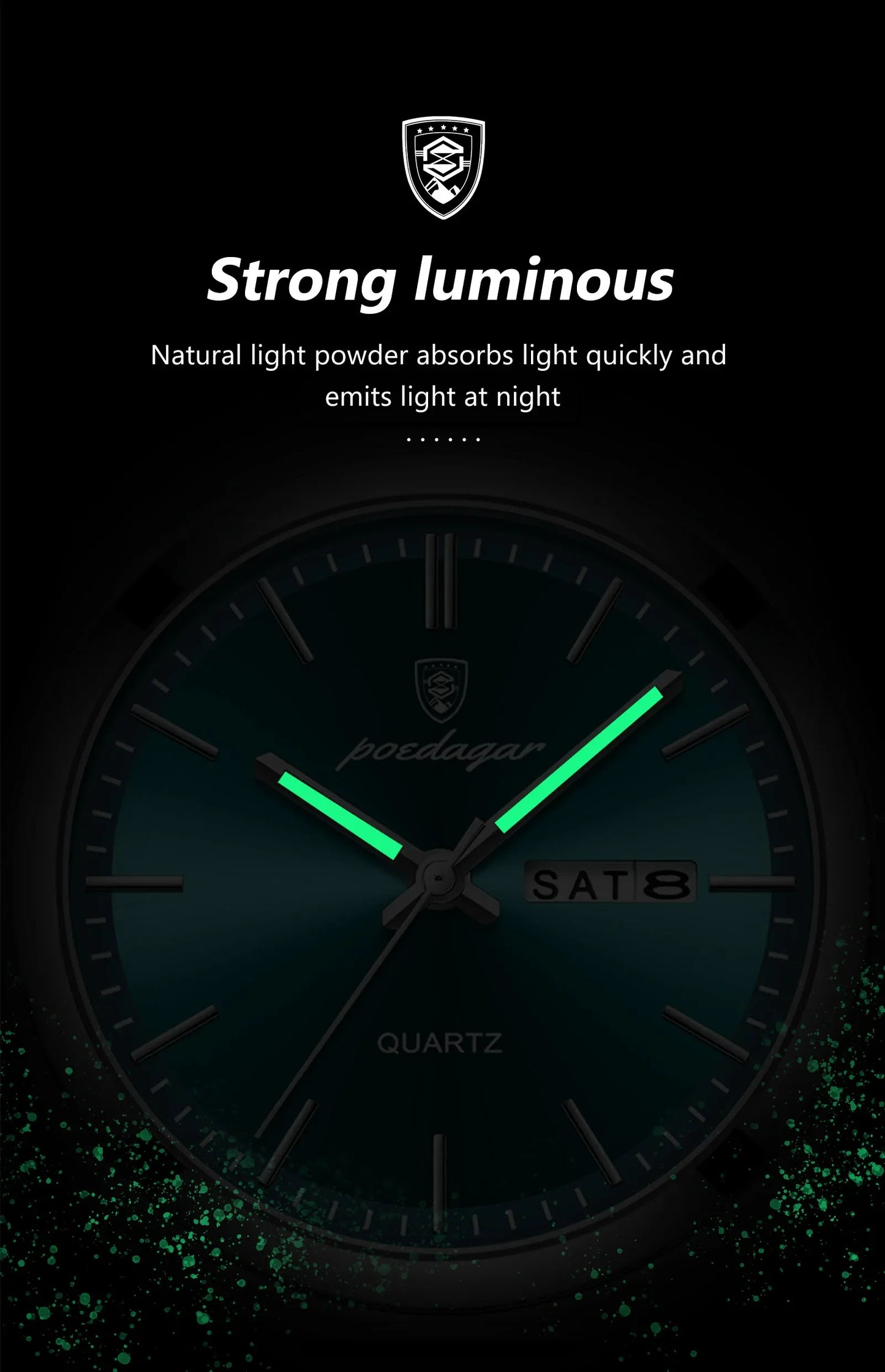 POEDAGAR Orologi da uomo di lusso Impermeabile luminoso Data Settimana Orologio da uomo in acciaio inossidabile Moda casual Orologio da polso da uomo al quarzo Reloj