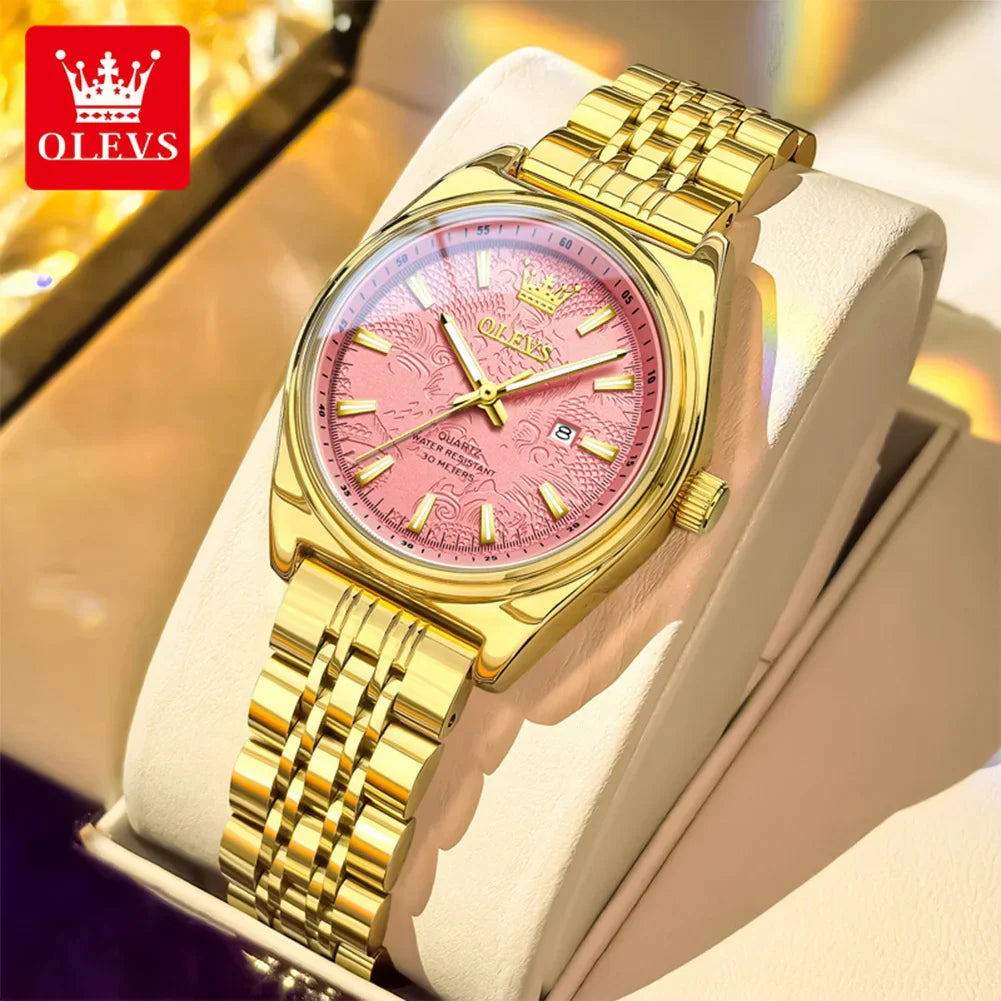 Orologio OLEVS 3703 da donna, elegante orologio al quarzo da donna, marca di alta gamma, impermeabile, luminoso, con calendario, orologio da polso di lusso per signora.