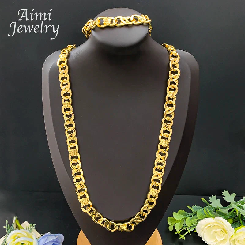 Set di Gioielli Originali per Uomo, Collana e Bracciale Hip Hop Placcati in Oro, Gioielleria alla Moda per Feste, Uso Quotidiano e Regali
