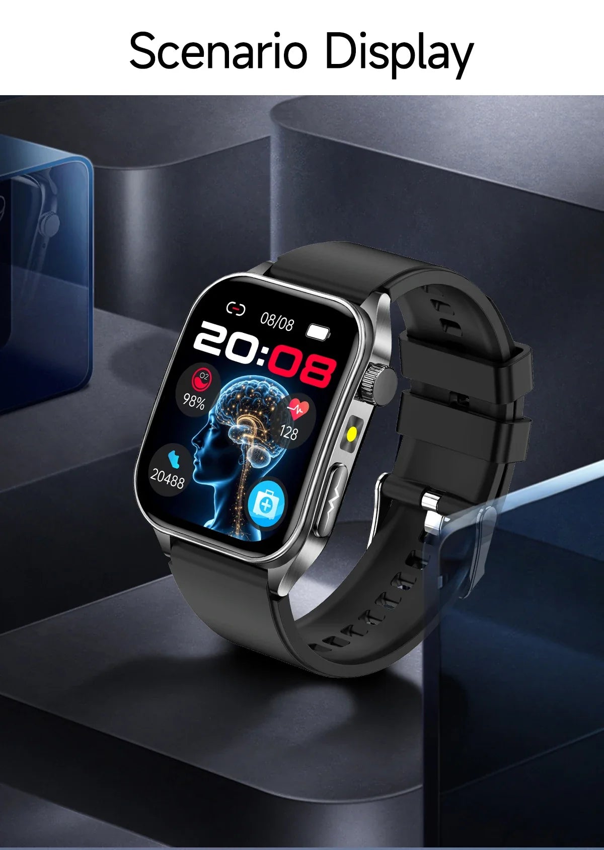 2025 Trattamento laser Tre Smartwatch alti 1.95 "Schermo curvo in zaffiro ECG + PPG Grasso nel sangue Acido urico Diagnosi salute Smartwatch