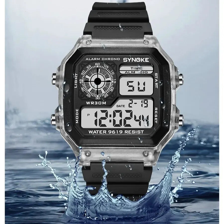 SYNOKE Digital Watches uomo sport luminoso multifunzione impermeabile orologio da polso da donna all'aperto e in esecuzione studente sette luci