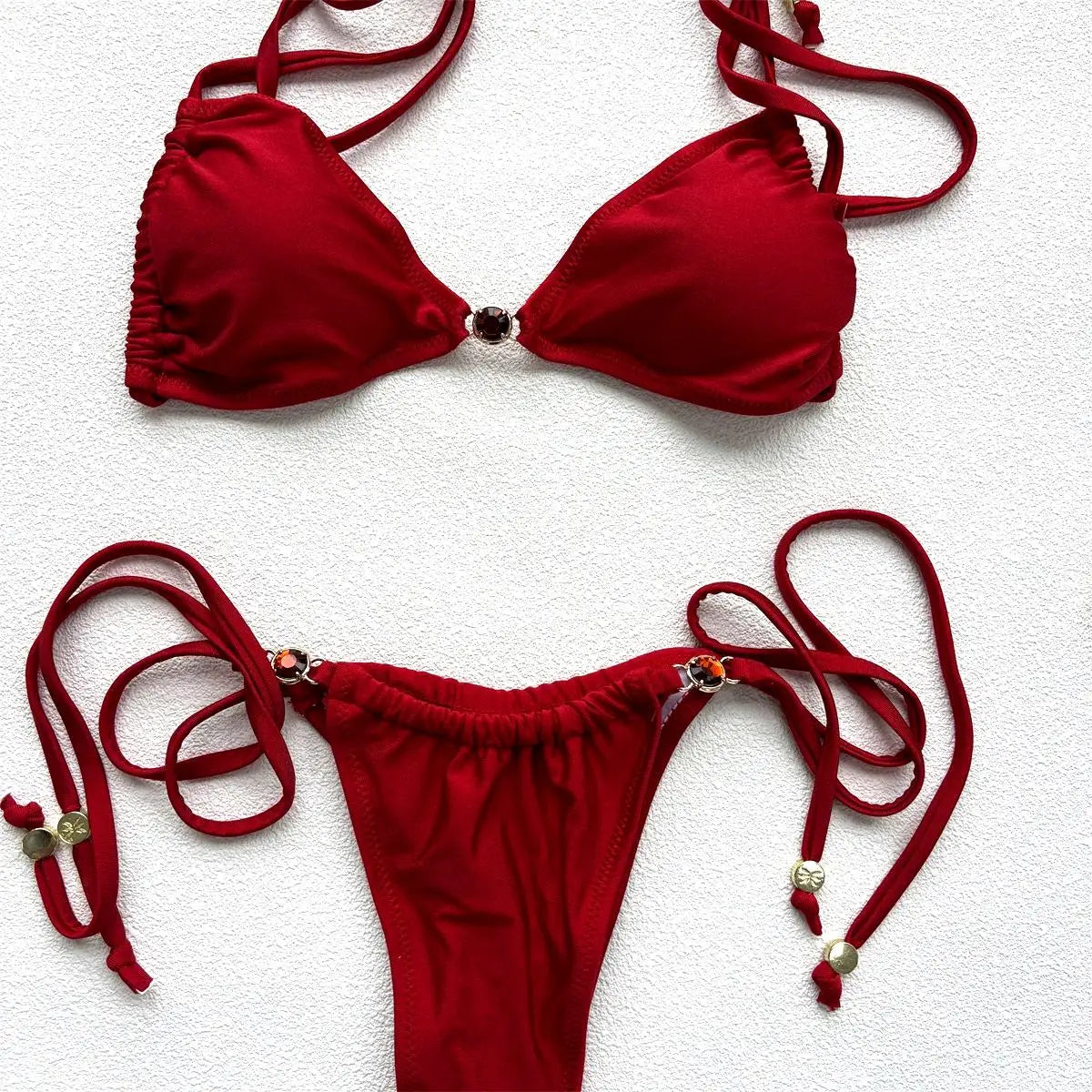 Diamond Bikini 2025 Costume da bagno donna sexy Costumi da bagno femminili Micro bikini Set costume da bagno a fascia Beachwear Rosso brasiliano Biquini