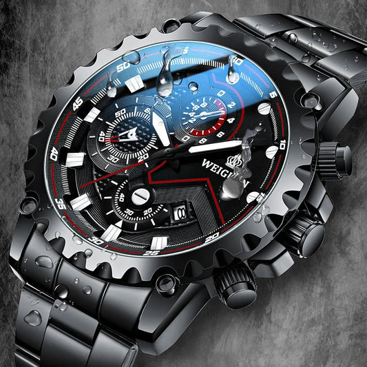 Orologio da uomo Black Warrior autentico alla moda in acciaio inossidabile impermeabile calendario luminoso orologio al quarzo moda maschile orologi regalo