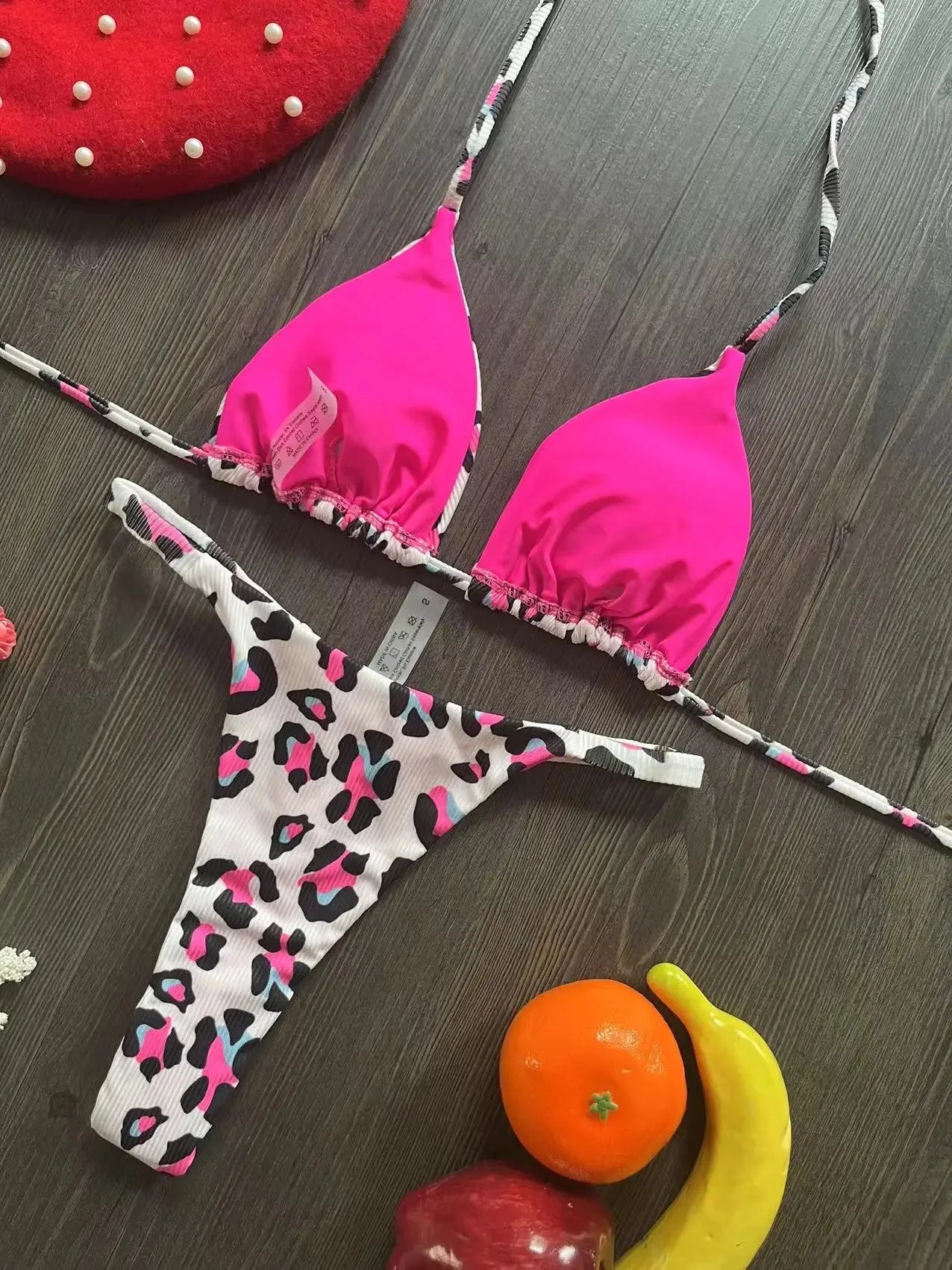 Bikini rugosi con scollo all'americana stampato Mini micro perizoma bikini costume da bagno femminile costumi da bagno donna bikini a due pezzi costume da bagno da bagno