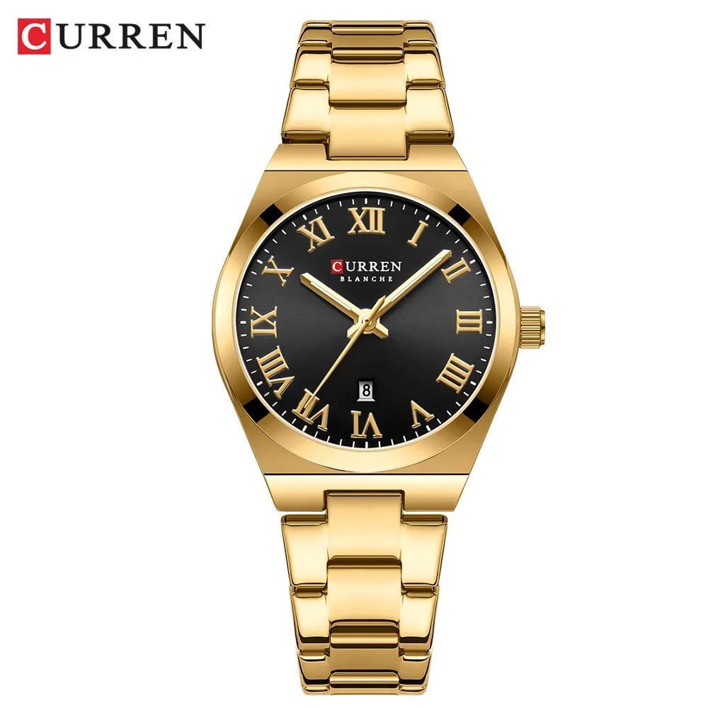 CURREN Orologio da donna, Orologi da donna, Orologi da donna, Abito alla moda impermeabile Bracciale in acciaio inossidabile Orologi analogici Data