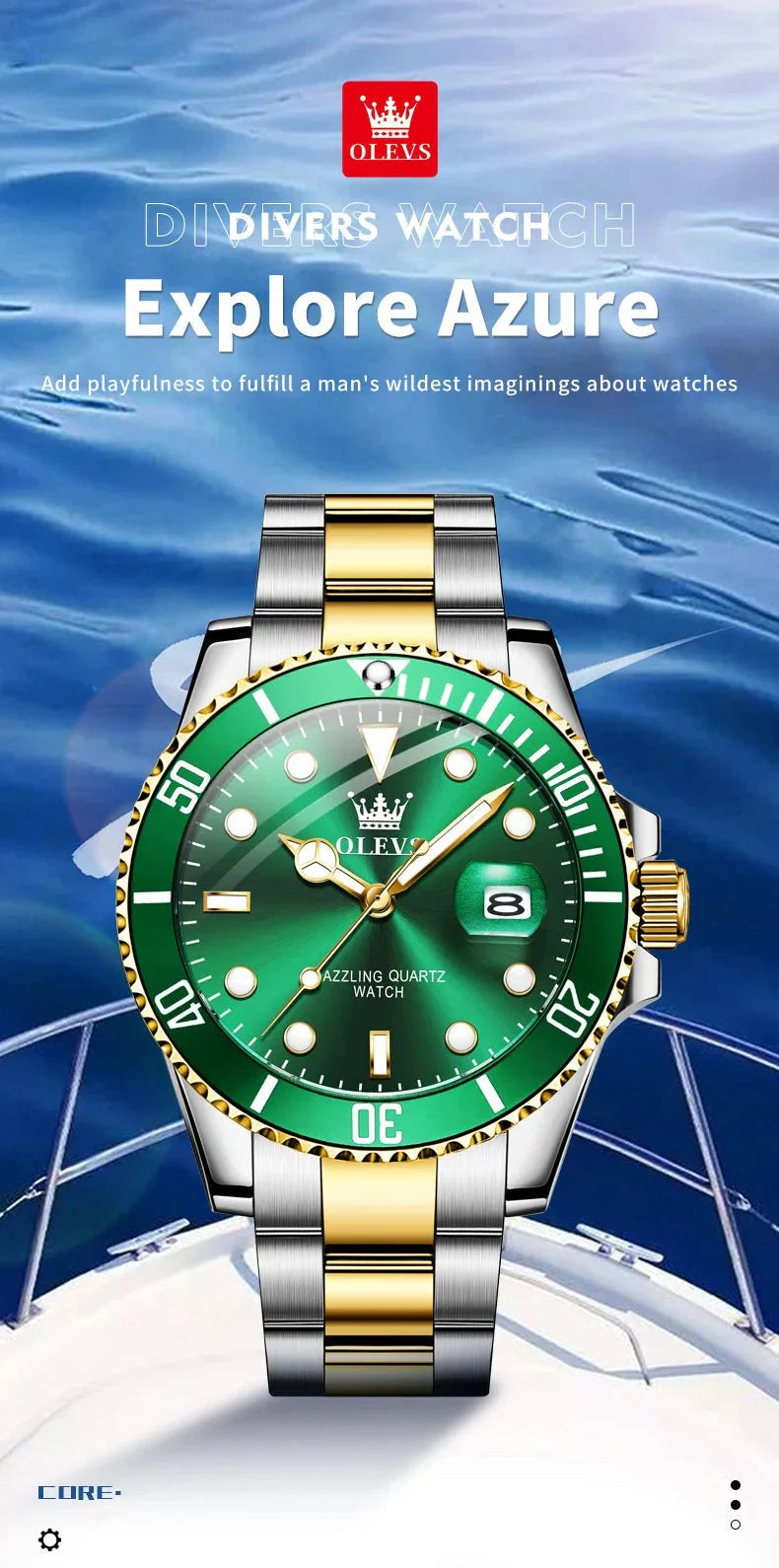 OLEVS 5885 Orologio da uomo Orologio al quarzo impermeabile di marca originale Cinturino in acciaio inossidabile Data automatica Orologi da regalo da uomo per uomo